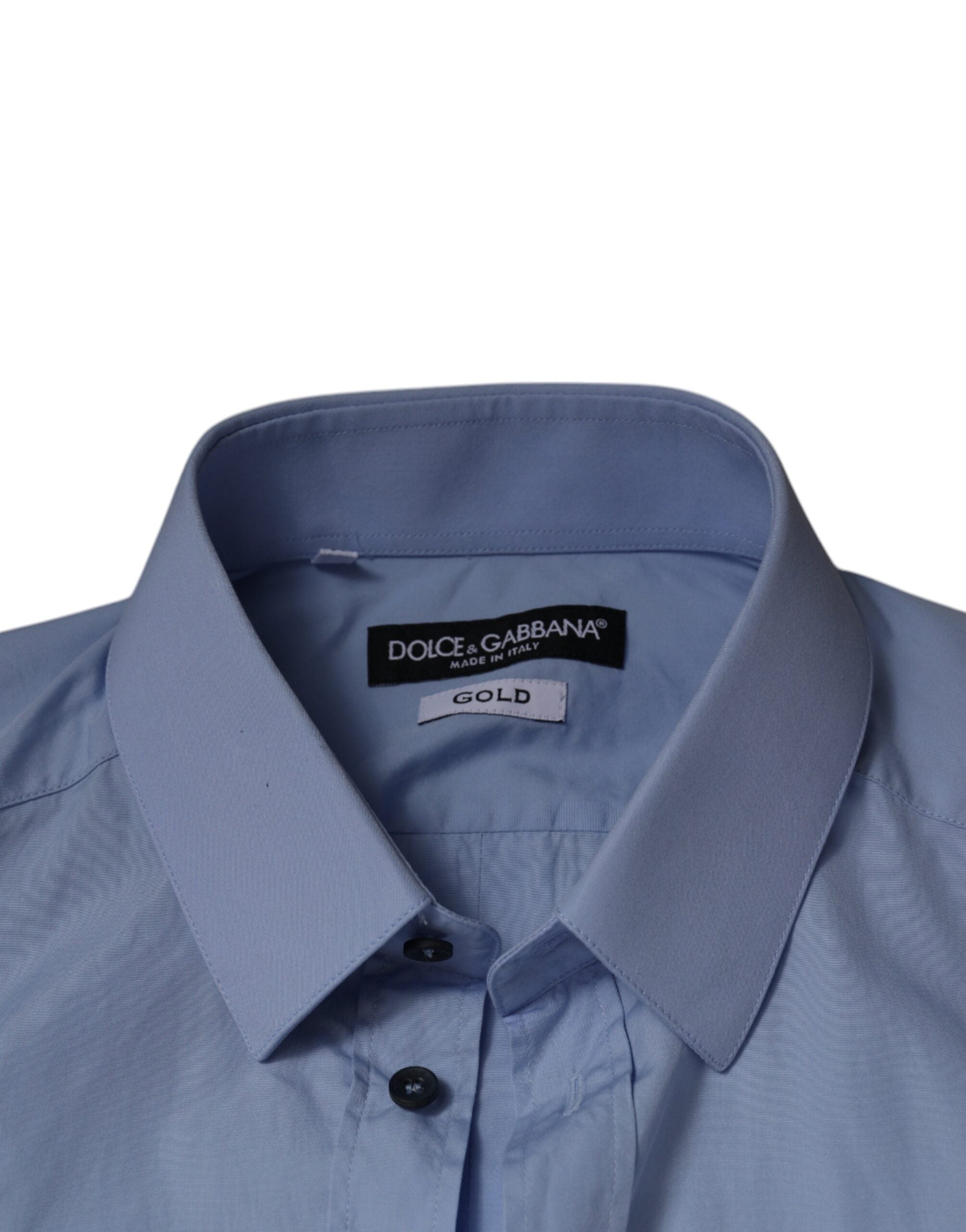 Dolce & Gabbana Light Blue Slim Fit GOLD Cotton Shirt